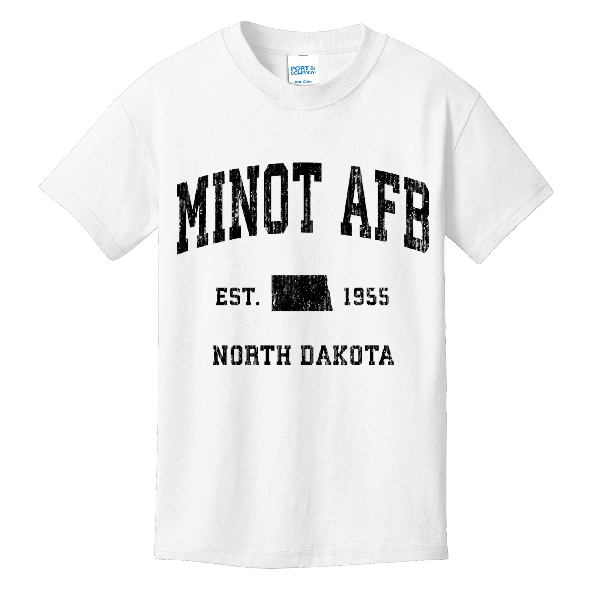 Minot Afb North Dakota Nd Vintage Established Athletic Sports Design Kids T-Shirt