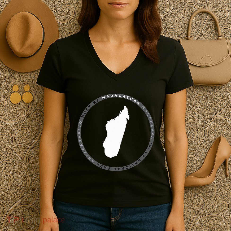 Madagascar Antananarivo Nosy Be Isalo Graphic Women's V-Neck T-Shirt