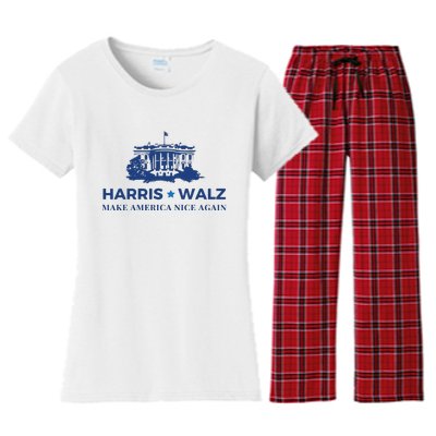 Make America Nice Again Harris Walz Women's Flannel Pajama Set