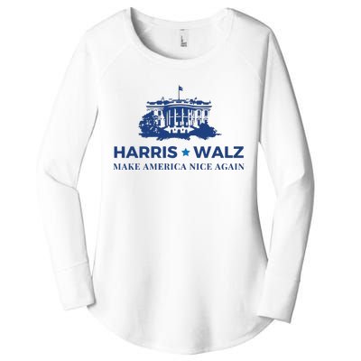 Make America Nice Again Harris Walz Women's Perfect Tri Tunic Long Sleeve Shirt