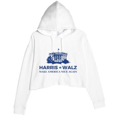 Make America Nice Again Harris Walz Crop Fleece Hoodie