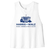 Make America Nice Again Harris Walz Women's Racerback Cropped Tank