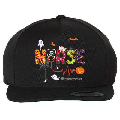 Medical Assistant Nurse Scary Halloween Ghost Spider Nursing Gift Wool Snapback Cap