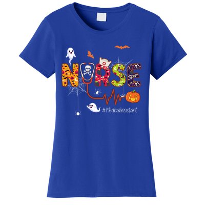 Medical Assistant Nurse Scary Halloween Ghost Spider Nursing Gift Women's T-Shirt