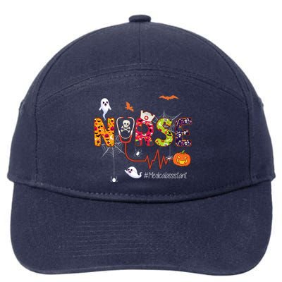 Medical Assistant Nurse Scary Halloween Ghost Spider Nursing Gift 7-Panel Snapback Hat