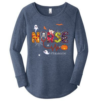 Medical Assistant Nurse Scary Halloween Ghost Spider Nursing Gift Women's Perfect Tri Tunic Long Sleeve Shirt