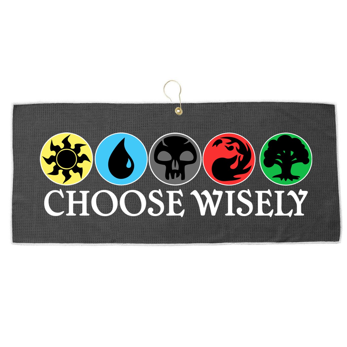 Mana Symbols Gathering Magic Choose Wisely  Large Microfiber Waffle Golf Towel