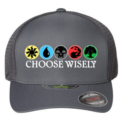 Mana Symbols Gathering Magic Choose Wisely  Flexfit Unipanel Trucker Cap