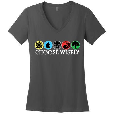 Mana Symbols Gathering Magic Choose Wisely  Women's V-Neck T-Shirt