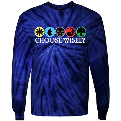 Mana Symbols Gathering Magic Choose Wisely  Tie-Dye Long Sleeve Shirt