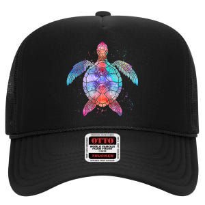 Mandala Sea Turtle High Crown Mesh Back Trucker Hat