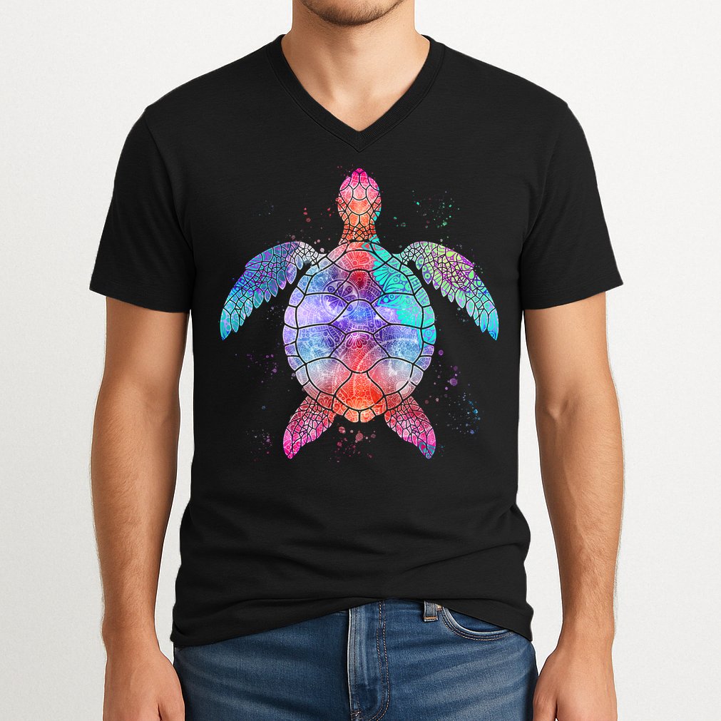 Mandala Sea Turtle V-Neck T-Shirt