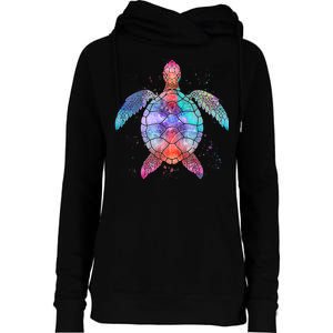 Mandala Sea Turtle Womens Funnel Neck Pullover Hood