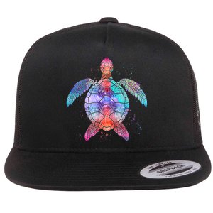 Mandala Sea Turtle Flat Bill Trucker Hat