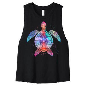 Mandala Sea Turtle Women's Racerback Cropped Tank