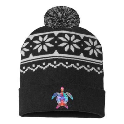 Mandala Sea Turtle USA-Made Snowflake Beanie