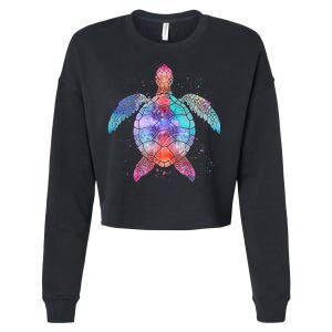 Mandala Sea Turtle Cropped Pullover Crew