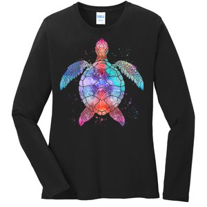 Mandala Sea Turtle Ladies Long Sleeve Shirt