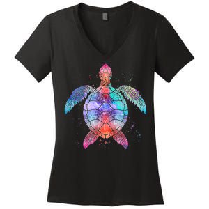 Mandala Sea Turtle Women's V-Neck T-Shirt