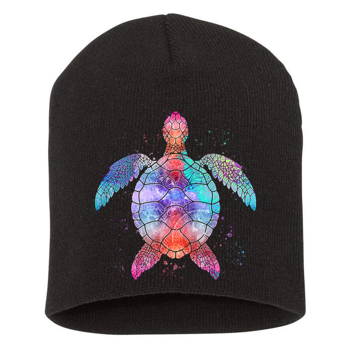 Mandala Sea Turtle Short Acrylic Beanie