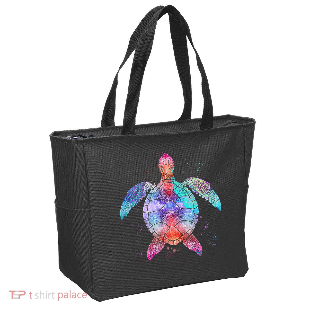 Mandala Sea Turtle Zip Tote Bag