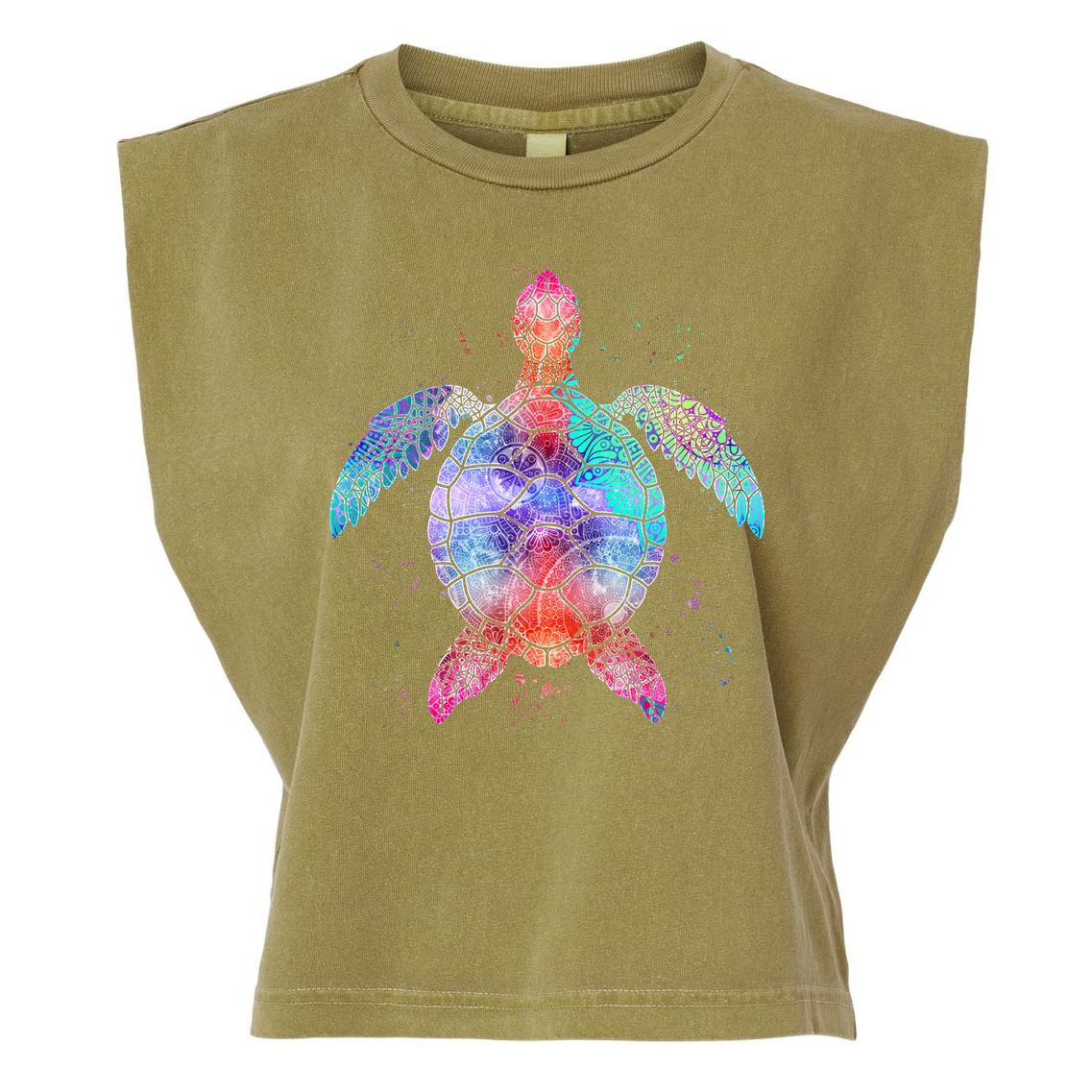 Mandala Sea Turtle Garment-Dyed Women's Muscle Tee