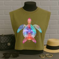 Mandala Sea Turtle Garment-Dyed Women's Muscle Tee