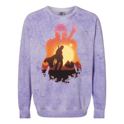 Mando Sunset Illustration Cool Graphic Colorblast Crewneck Sweatshirt