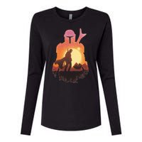 Mando Sunset Illustration Cool Graphic Womens Cotton Relaxed Long Sleeve T-Shirt