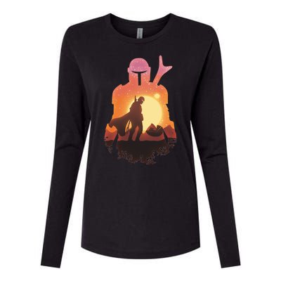 Mando Sunset Illustration Cool Graphic Womens Cotton Relaxed Long Sleeve T-Shirt