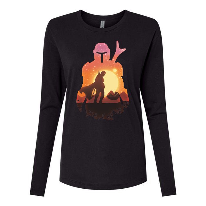 Mando Sunset Illustration Cool Graphic Womens Cotton Relaxed Long Sleeve T-Shirt