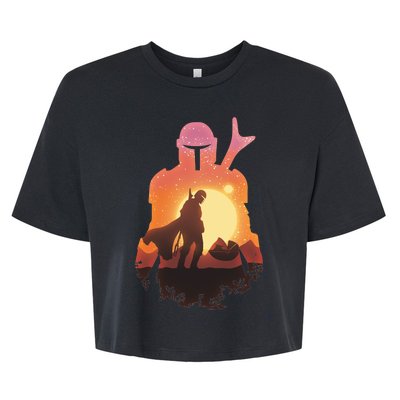 Mando Sunset Illustration Cool Graphic Bella+Canvas Jersey Crop Tee