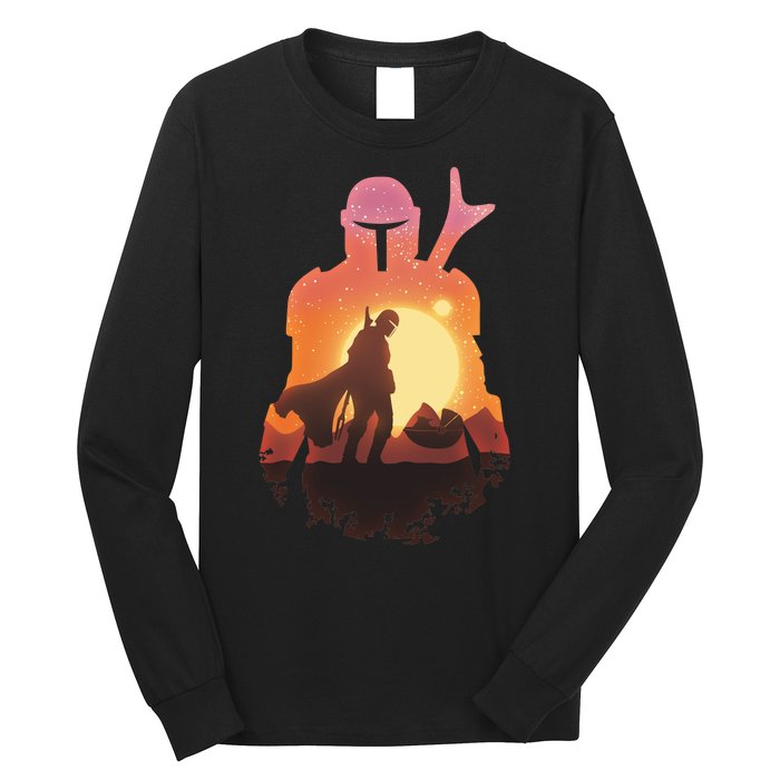 Mando Sunset Illustration Cool Graphic Long Sleeve Shirt