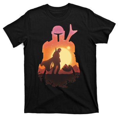 Mando Sunset Illustration Cool Graphic T-Shirt