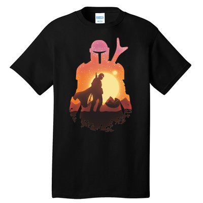 Mando Sunset Illustration Cool Graphic Tall T-Shirt