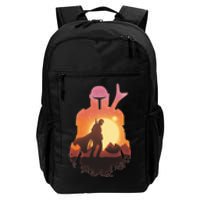 Mando Sunset Illustration Cool Graphic Daily Commute Backpack