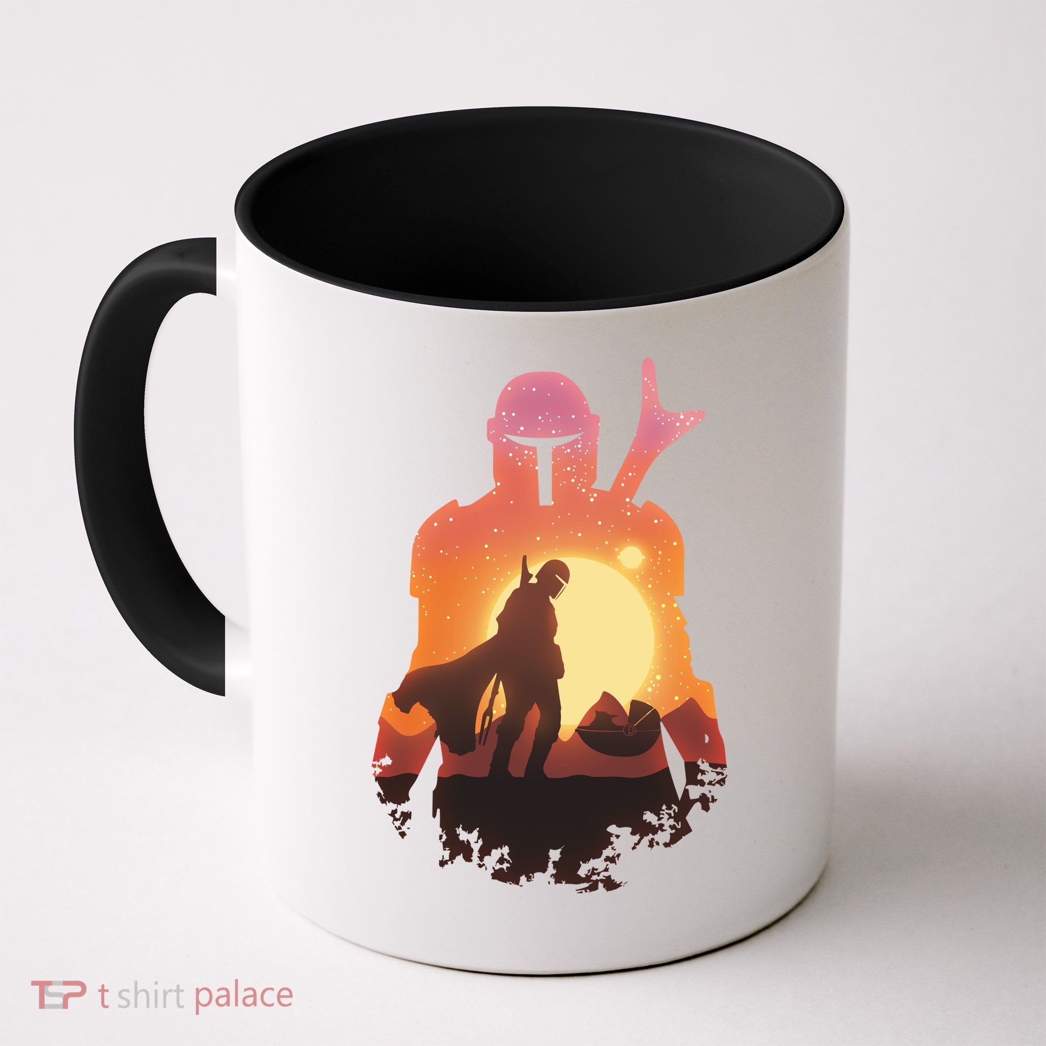 Mando Sunset Illustration Cool Graphic Mug