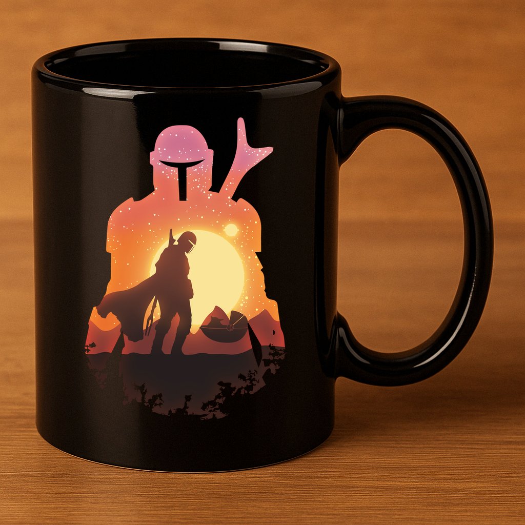 Mando Sunset Illustration Cool Graphic 11oz C Handle Ceramic Mug