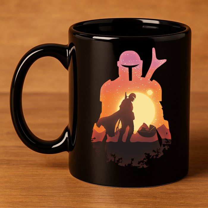 Mando Sunset Illustration Cool Graphic 11oz C Handle Ceramic Mug