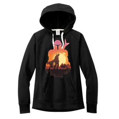 Mando Sunset Illustration Cool Graphic Women's Fleece Hoodie