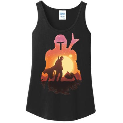 Mando Sunset Illustration Cool Graphic Ladies Essential Tank