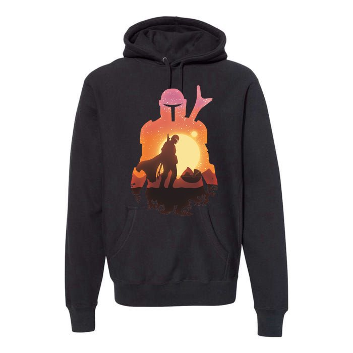 Mando Sunset Illustration Cool Graphic Premium Hoodie