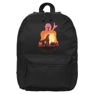 Mando Sunset Illustration Cool Graphic 16 in Basic Backpack