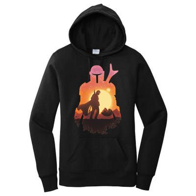 Mando Sunset Illustration Cool Graphic Women's Pullover Hoodie