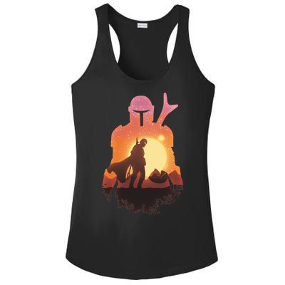 Mando Sunset Illustration Cool Graphic Ladies PosiCharge Competitor Racerback Tank