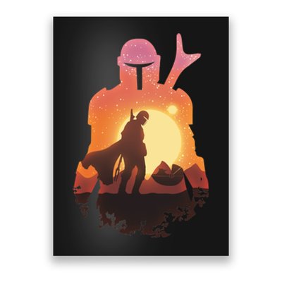 Mando Sunset Illustration Cool Graphic Poster