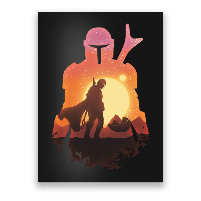 Mando Sunset Illustration Cool Graphic Poster