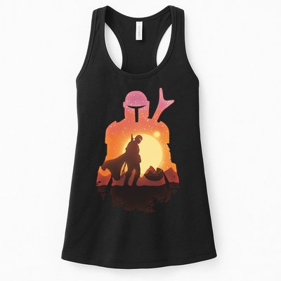 Mando Sunset Illustration Cool Graphic Womens Tank Top