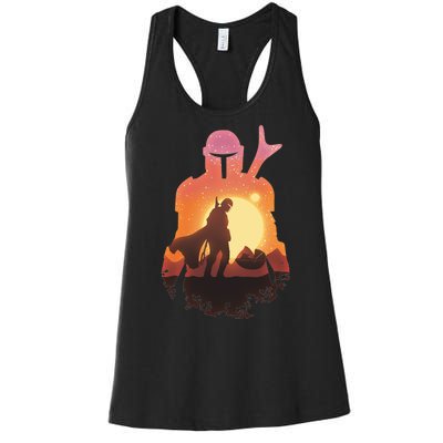 Mando Sunset Illustration Cool Graphic Women's Racerback Tank