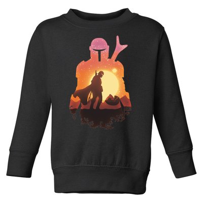 Mando Sunset Illustration Cool Graphic Toddler Sweatshirt